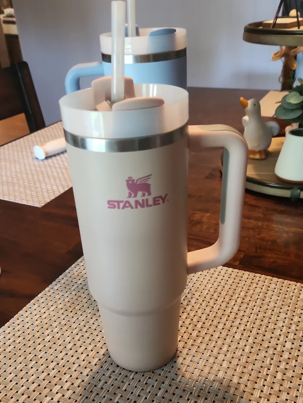 UStanley Cream and Pink Dusk 30 Oz Travel Tumbler with Handle
